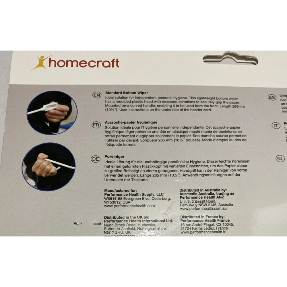 Homecraft Curved Toilet Aid Toilet Paper Holder & Bottom Wiper Help Independent